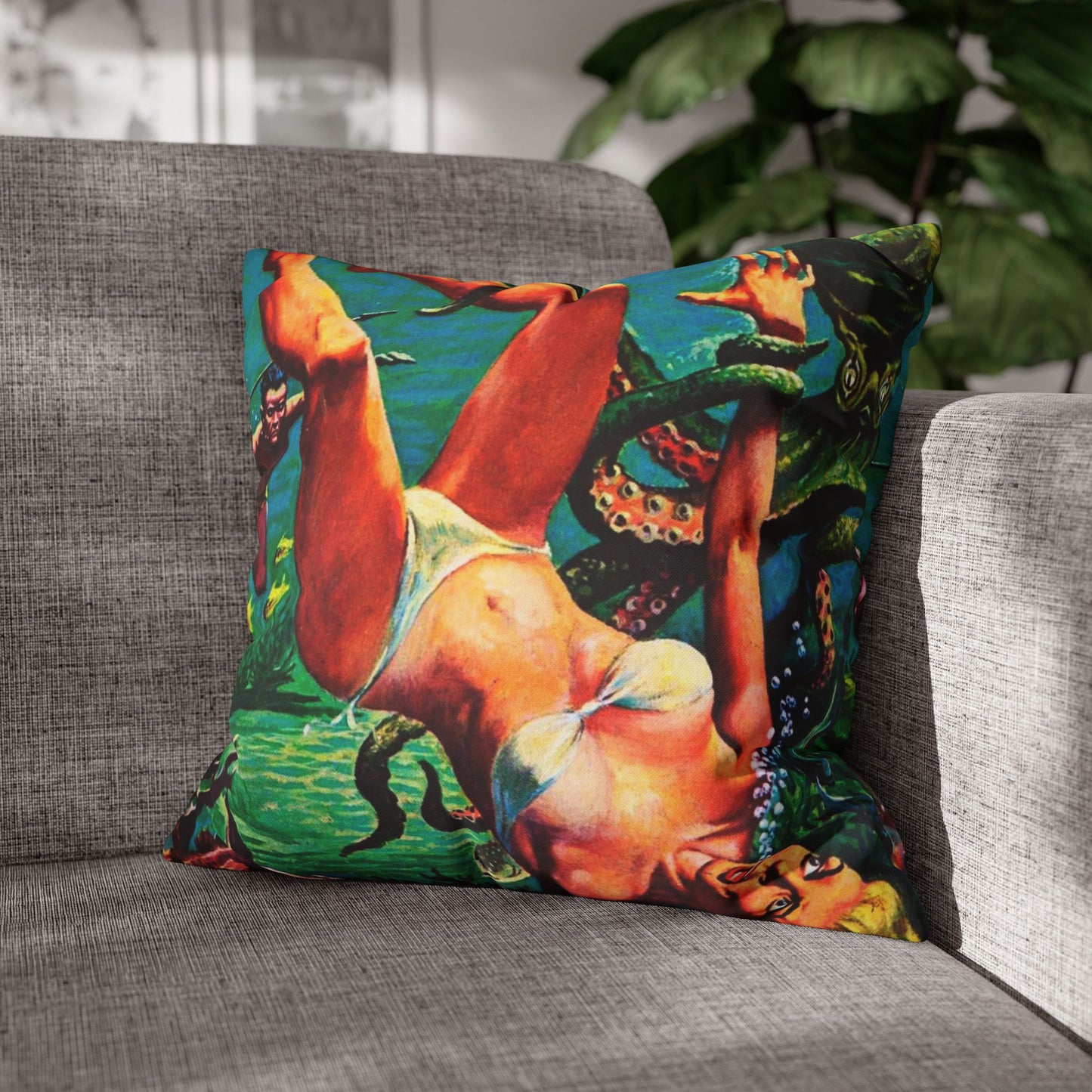 Diver In Danger Cushion Cover