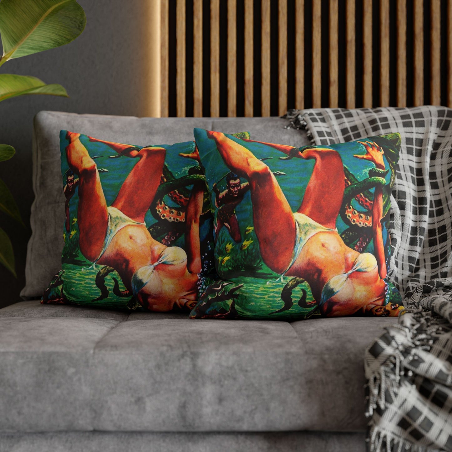 Diver In Danger Cushion Cover