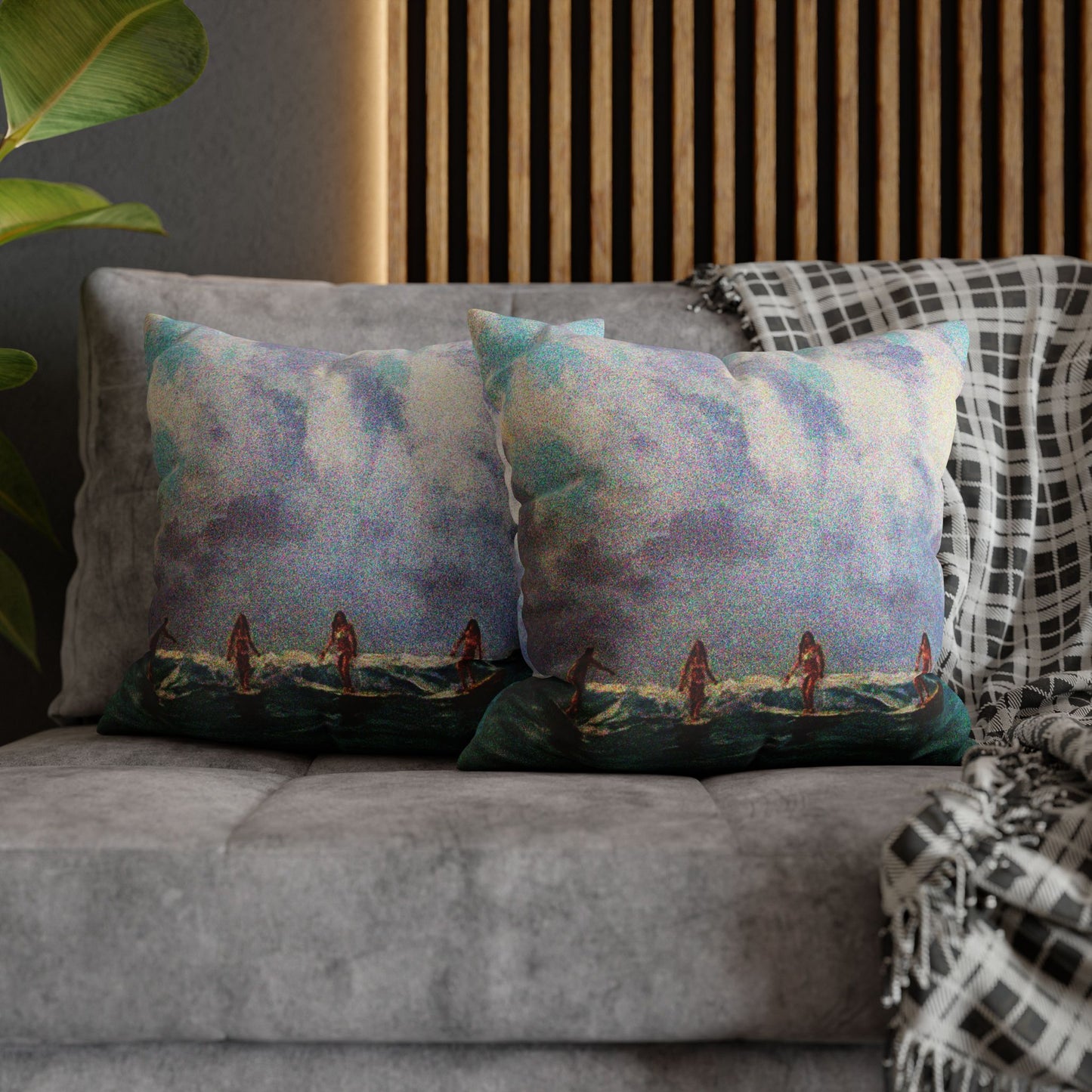 Surfing Wahines Hawaiian Cushion Cover