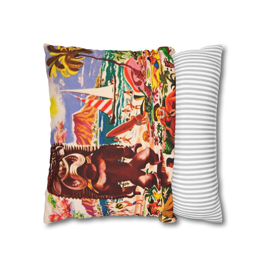 Vintage Island Tiki Hawaiian Cushion Cover