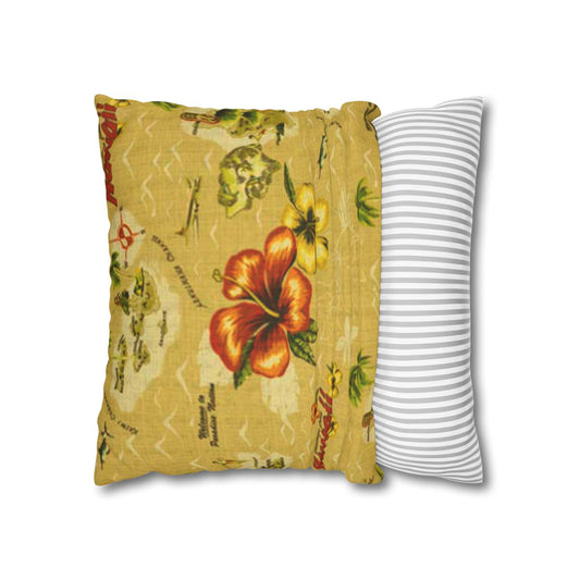 Vintage Hibiscus Hawaiian Cushion Cover