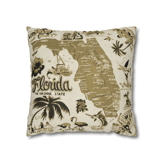 Florida State Map Vintage Cushion Cover