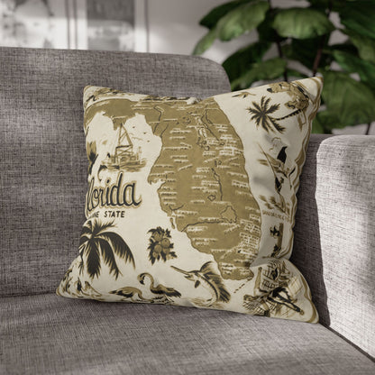 Florida State Map Vintage Cushion Cover
