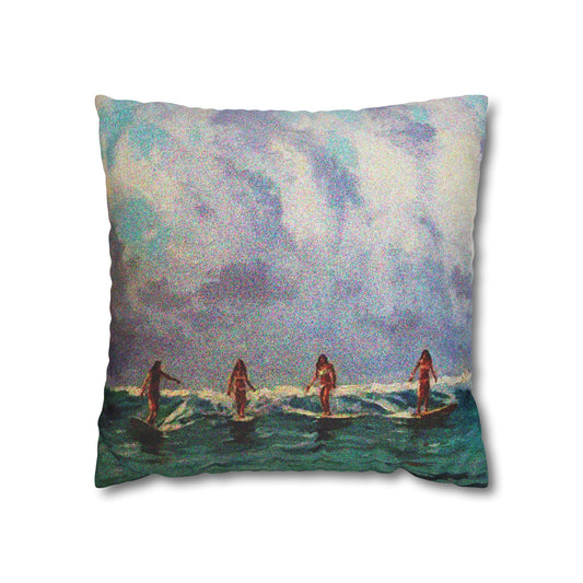 Surfing Wahines Hawaiian Cushion Cover
