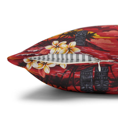 Red Tiki Hawaiian Cushion Cover