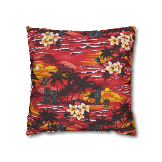 Red Tiki Hawaiian Cushion Cover