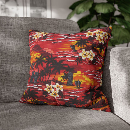 Red Tiki Hawaiian Cushion Cover