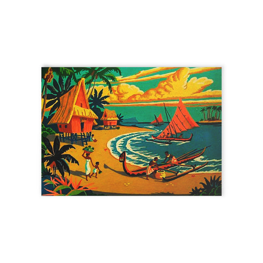 Vintage Island Huts Scene Postcard