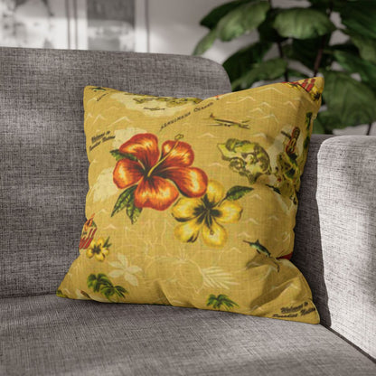Vintage Hibiscus Hawaiian Cushion Cover