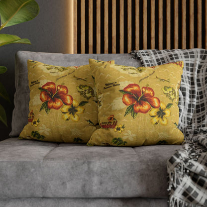 Vintage Hibiscus Hawaiian Cushion Cover