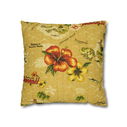 Vintage Hibiscus Hawaiian Cushion Cover